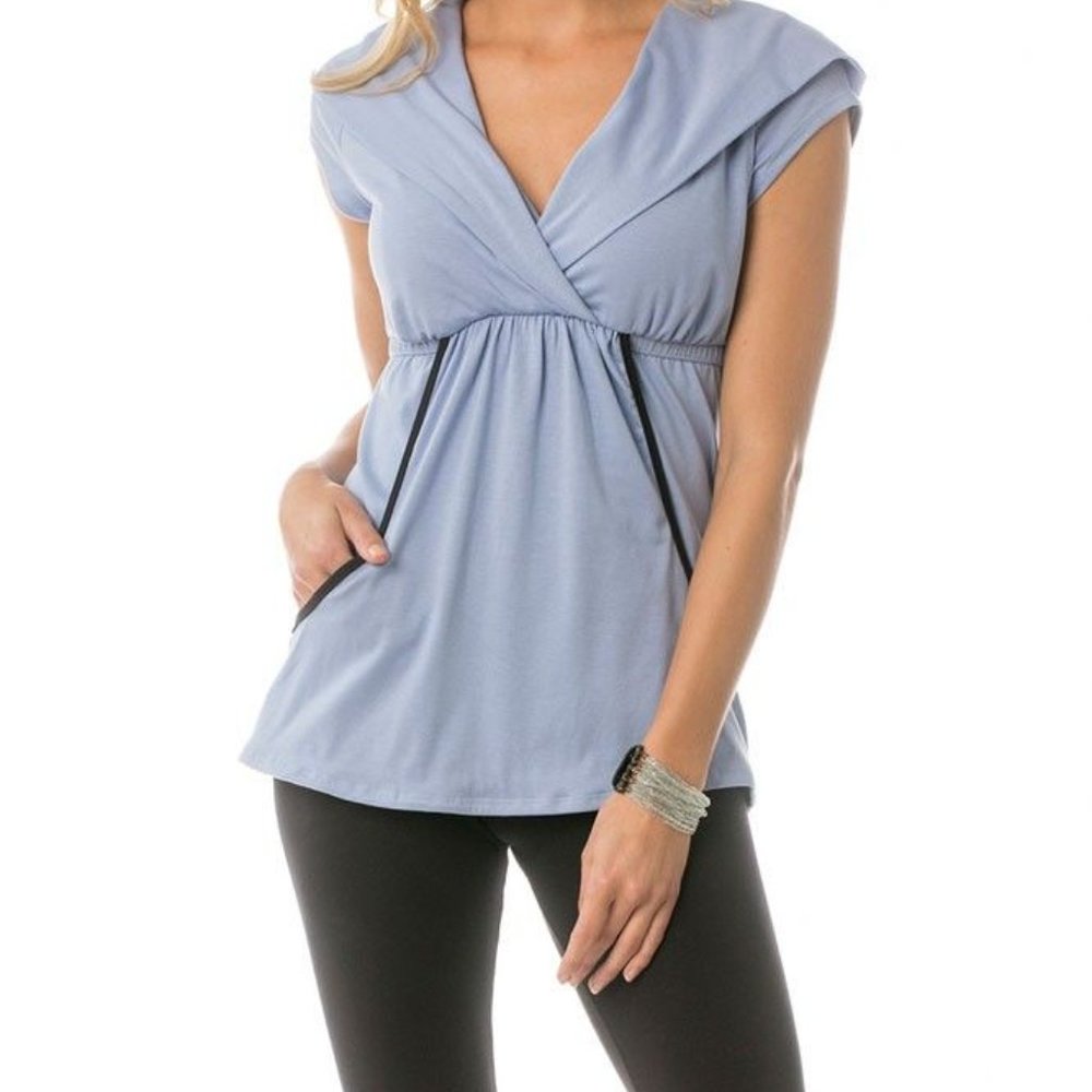 Maternity & Nursing Top Hooded Short Sleeve